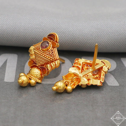 22k 22kt 22 karat solid gold dangle stud earrings jewelry, K5230