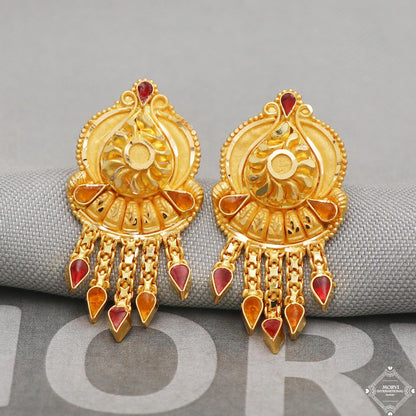 22k solid gold stud earrings jewelry, K5231