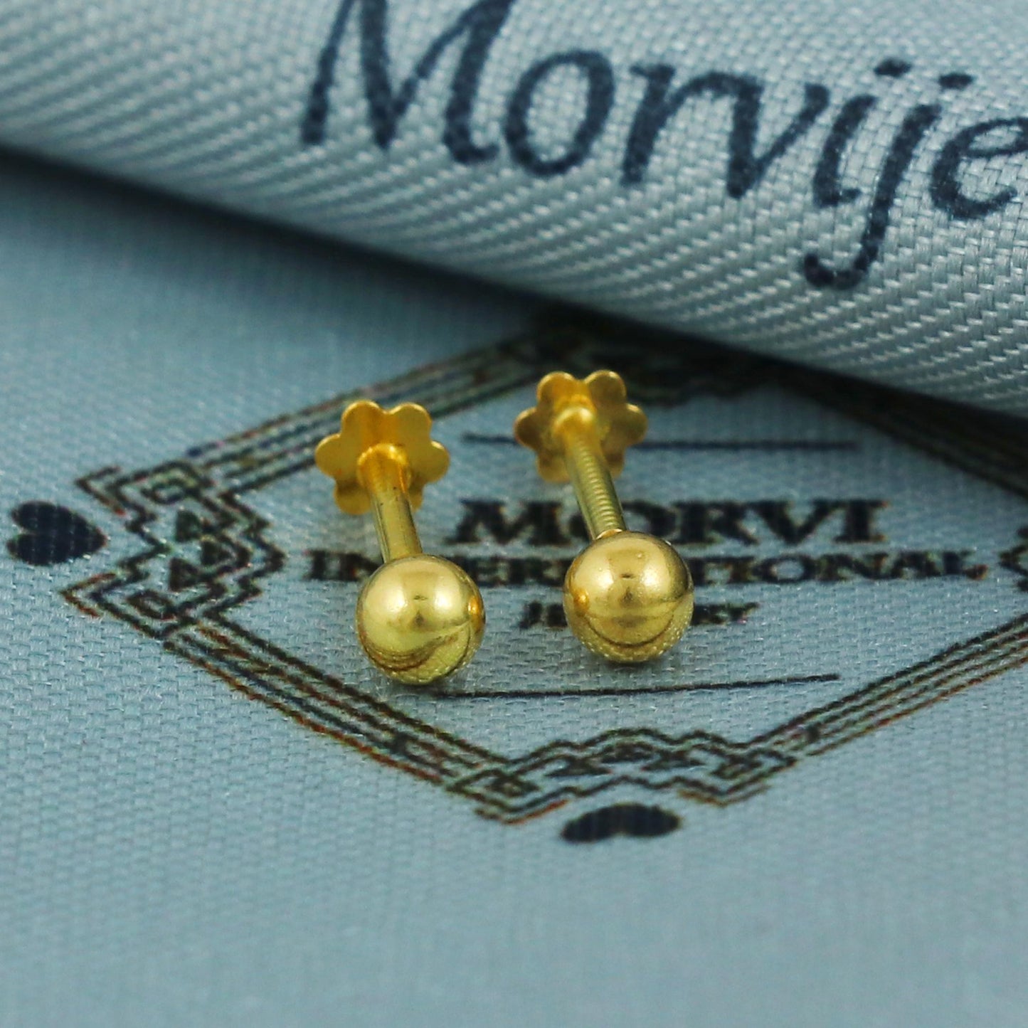 18k Gold Ball Studs – Statement Earrings, Minimalist stud earrings, 1cm Length, Indian Earrings for Everyday Wear, MJ0082/83