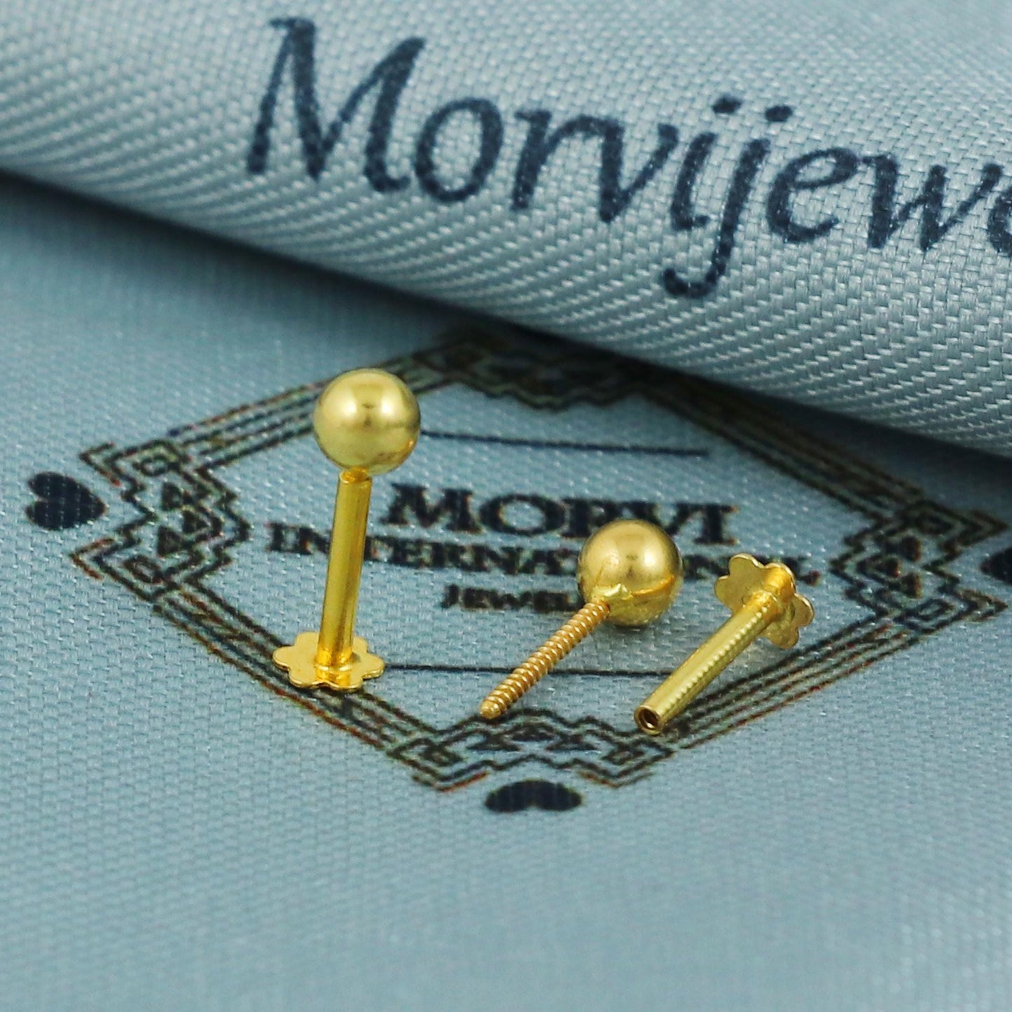 18k Gold Ball Studs – Statement Earrings, Minimalist stud earrings, 1cm Length, Indian Earrings for Everyday Wear, MJ0082/83