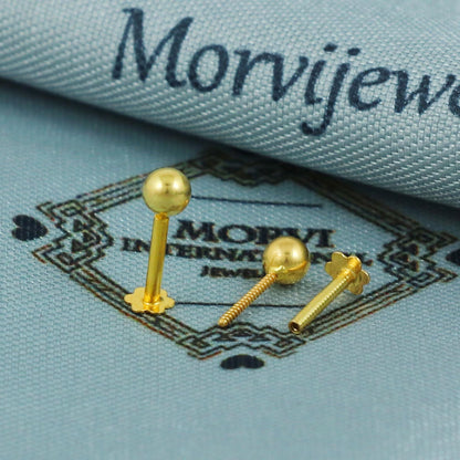 18k Gold Ball Studs – Statement Earrings, Minimalist stud earrings, 1cm Length, Indian Earrings for Everyday Wear, MJ0082/83