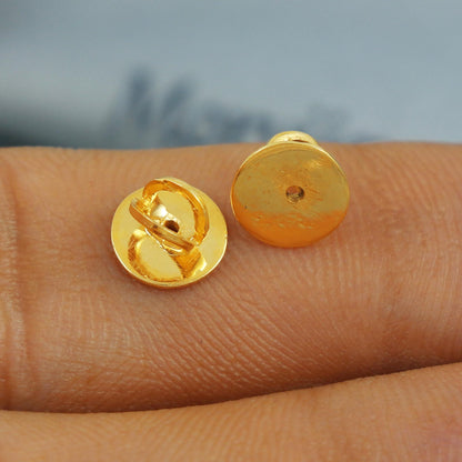 22k Gold Earring Screw Back, Secure Fastening for Earrings, for 1mm stem post, MJ0085