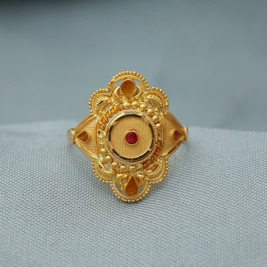 22k Gold Ethnic Ring for Women, 2.3g Pure Gold Ring, Indian Traditional Jewelry, Gold Statement Ring, Bridal Ring, Indian Jewelry K2622