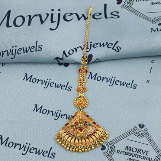 Wedding 22k Gold Traditional Mang Tikka for Bridal Wear | Handcrafted Indian Wedding Jewelry |  K5372