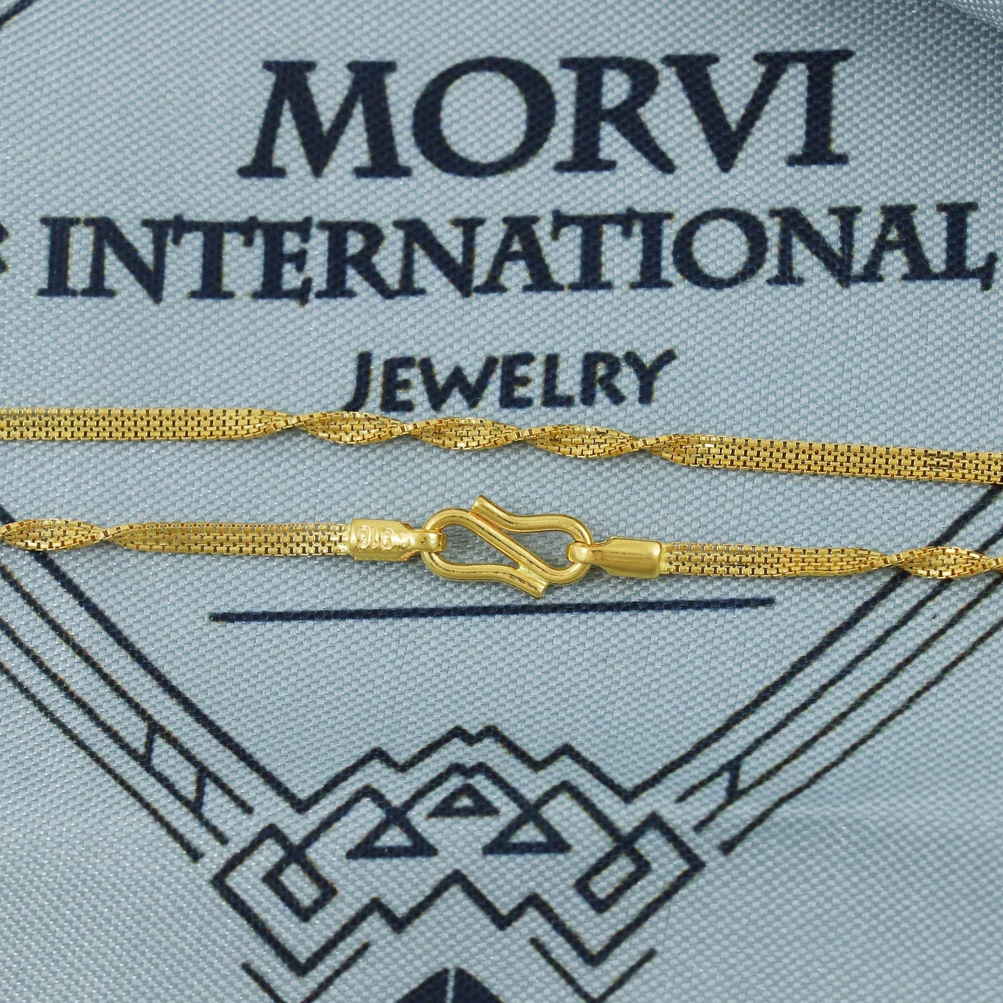 twisted box solid 22k gold necklace chain jewelry,  K5379