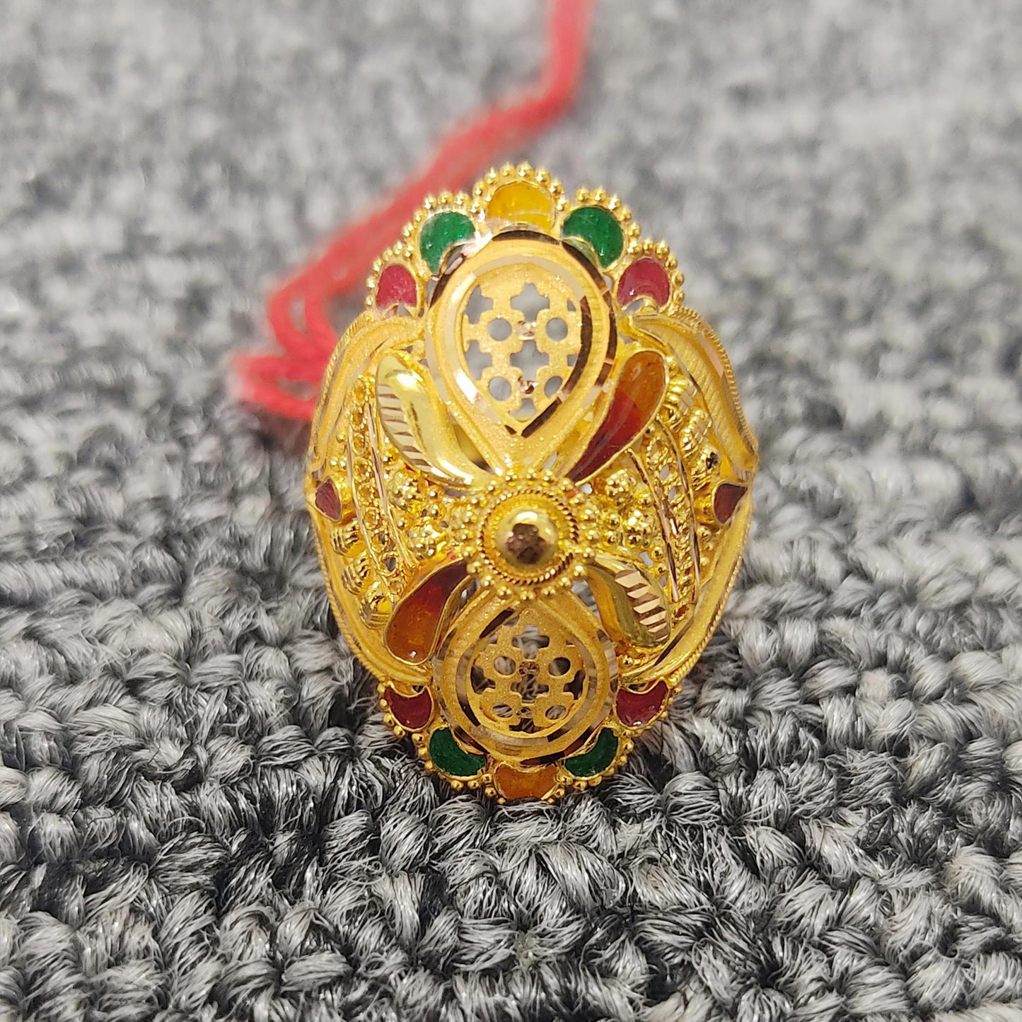 Filigree 22k Gold Ring Hand Crafted Jewelry for Party, Dainty Designer Gold Ring