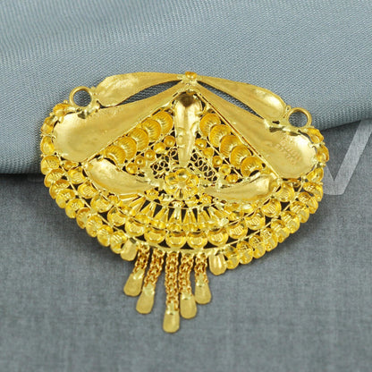 22k yellow gold locket with beads string necklace indian handmade jewelry for gift
