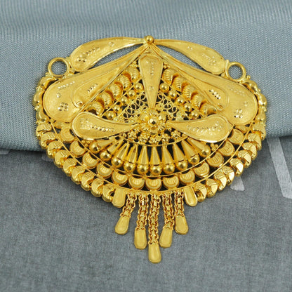 22k yellow gold locket with beads string necklace indian handmade jewelry for gift