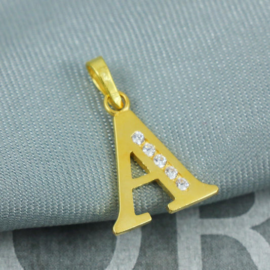 Small 22k gold pendant A Letter Initial name A alphabet, zircons studded A Pendant Locket, Custom