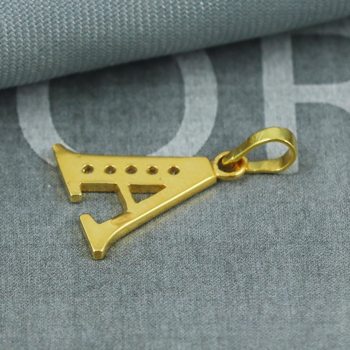 Small 22k gold pendant A Letter Initial name A alphabet, zircons studded A Pendant Locket, Custom