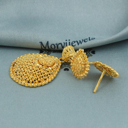 22k Gold Pendant & Earring Set, Indian Handcrafted Ethnic Design, Exquisite Detailing, K5396