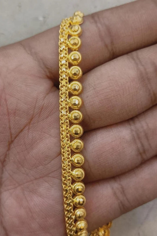 22k Yellow Gold Anklet single 8" inch Jewelry, Vintage Antique indian design Handmade Gold Anklet,