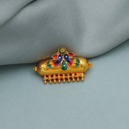peacock design 22k gold pendant designer Tabeez amulet Necklace, vintage antique look jewelry,