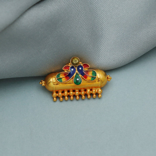 peacock design 22k gold pendant designer Tabeez amulet Necklace, vintage antique look jewelry,