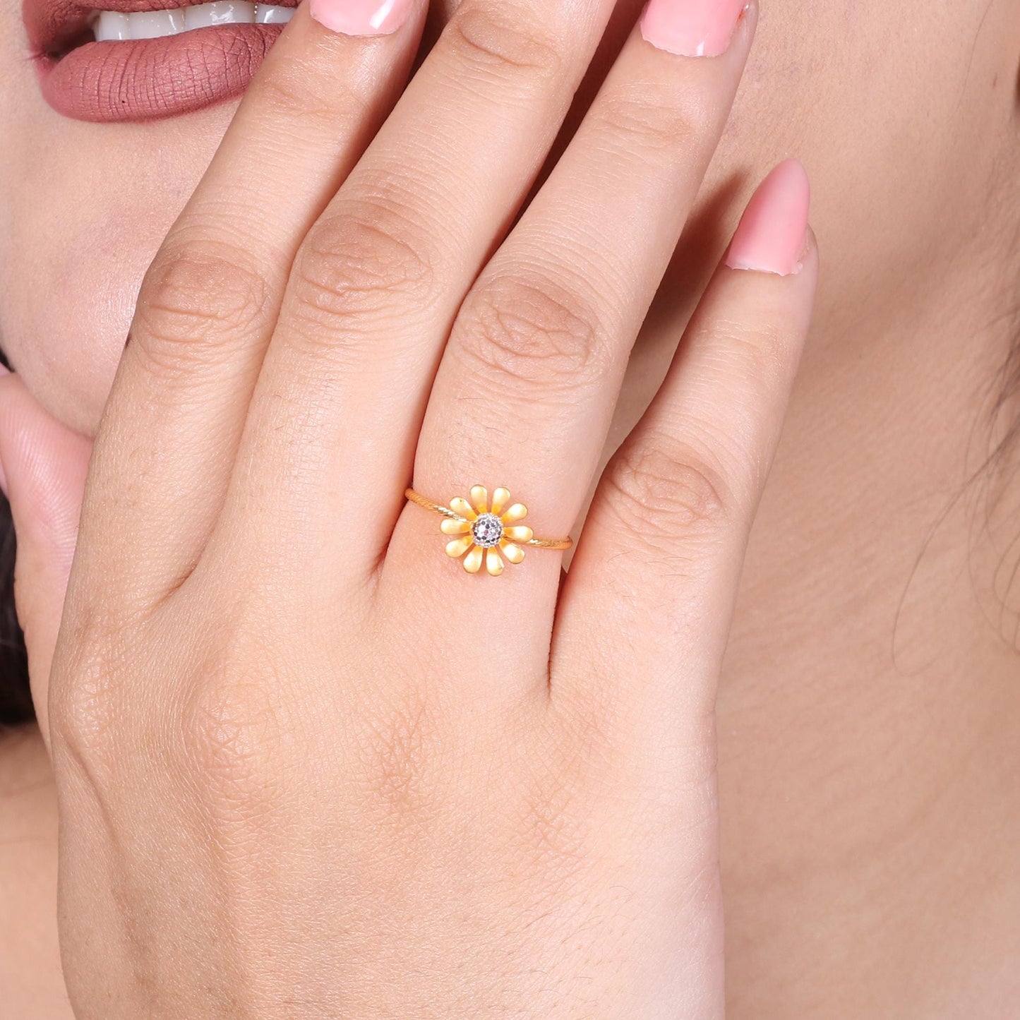 solid 22k Gold Ring Dainty Indian Jewelry Exclusive Authentic BIS Hallmarked Stamped "22k916" Jewelry, MJ0014