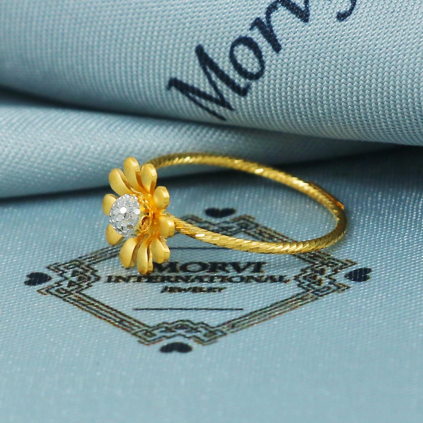 solid 22k Gold Ring Dainty Indian Jewelry Exclusive Authentic BIS Hallmarked Stamped "22k916" Jewelry, MJ0014