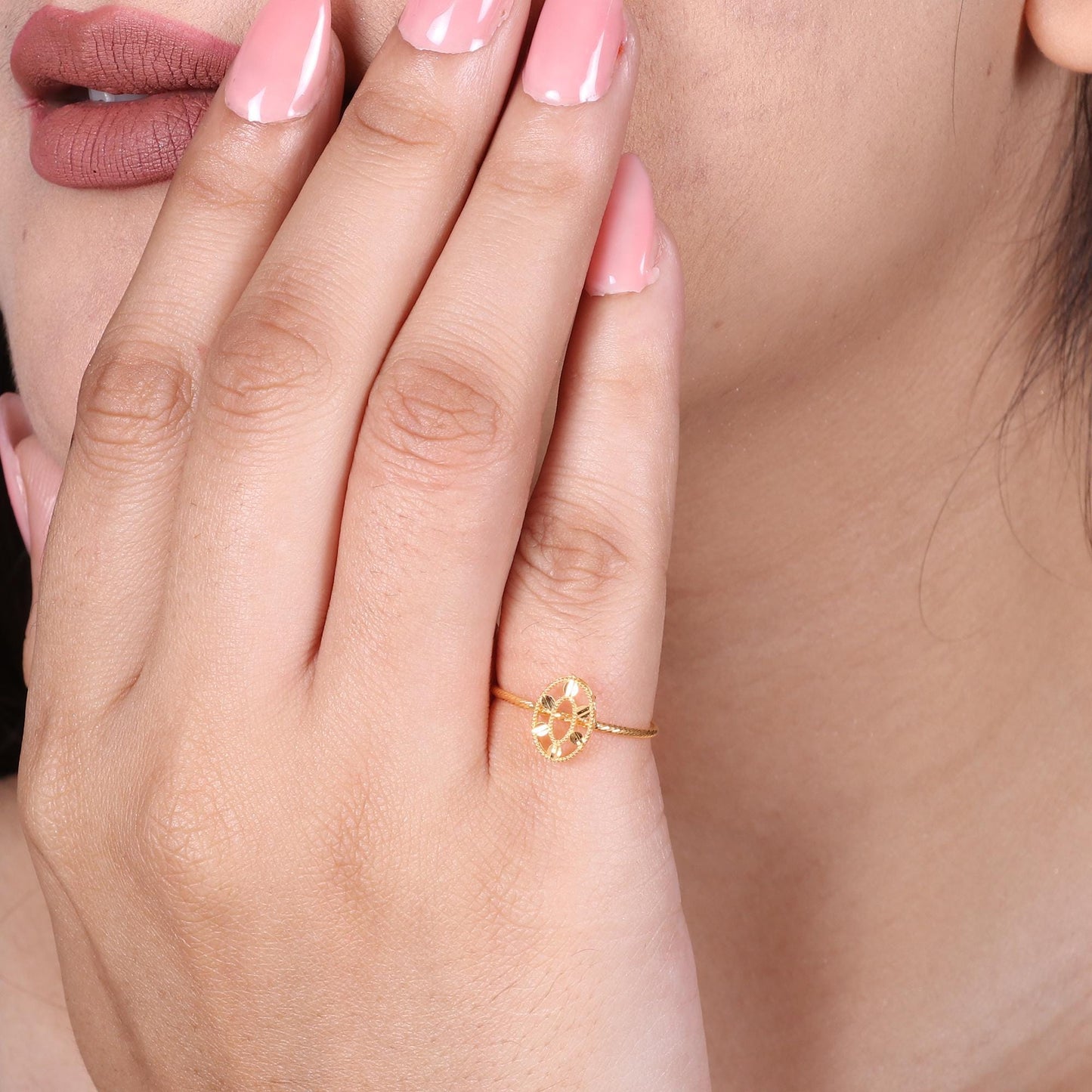 22k Gold Ring Dainty Indian Jewelry Exclusive Authentic BIS Hallmarked Stamped "22k916" Jewelry, MJ0015