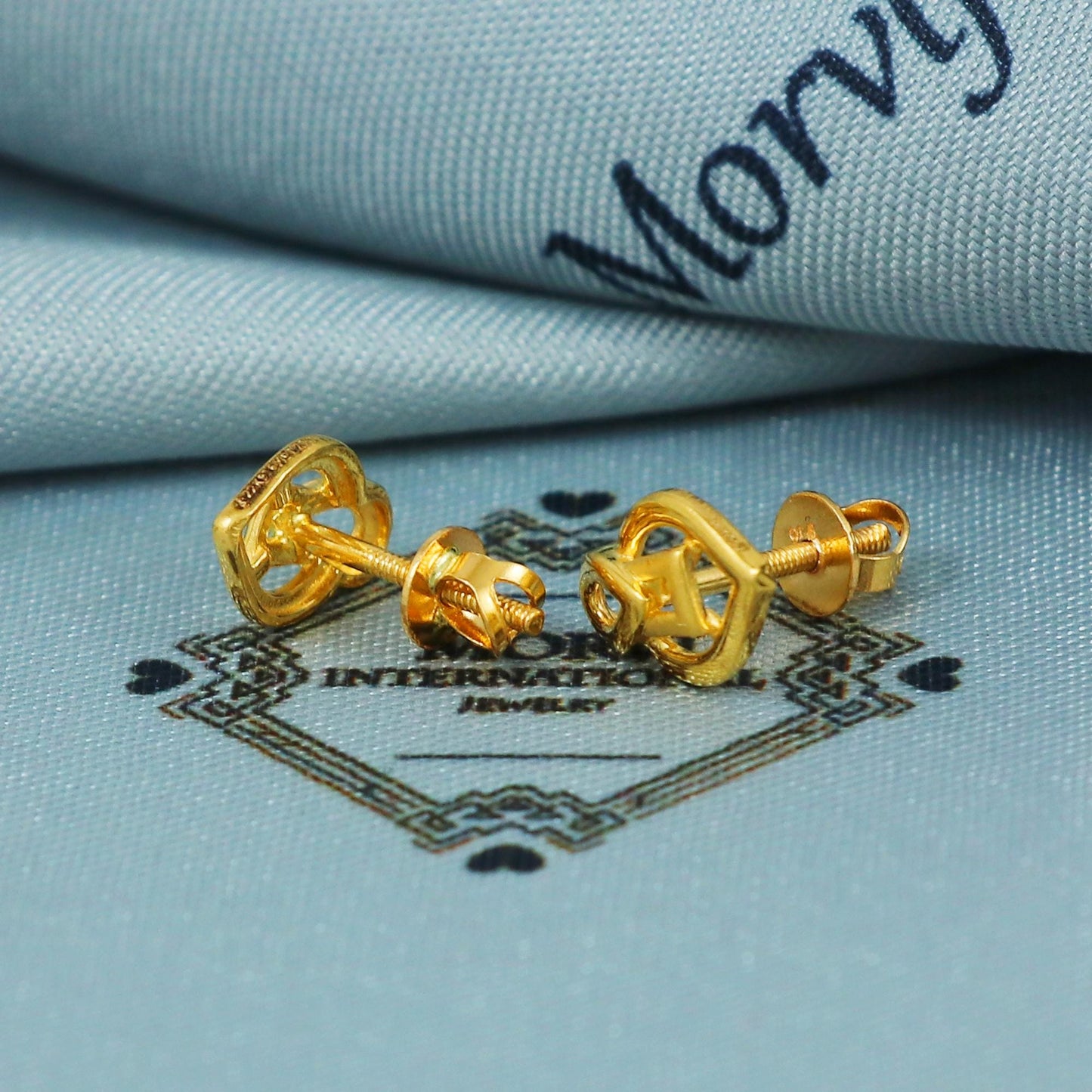 Small 22kt 22k Gold Stud Earrings Dainty Indian Jewelry, screw back earrings, tiny stud earrings, MJ0021