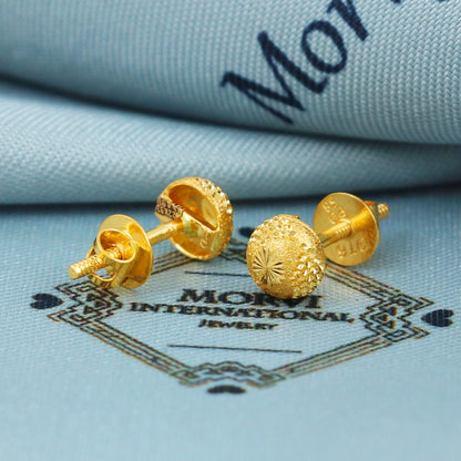 small 22k gold stud earrings, handcrafted gold earring stud, indian vintage antique style jewelry, 6mm stud round, MJ0025