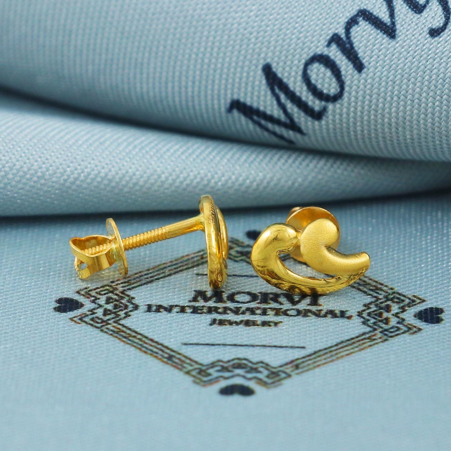 Solid 22k 22 karat gold stud earrings, handcrafted gold earrings small gold jewelry, MJ0026