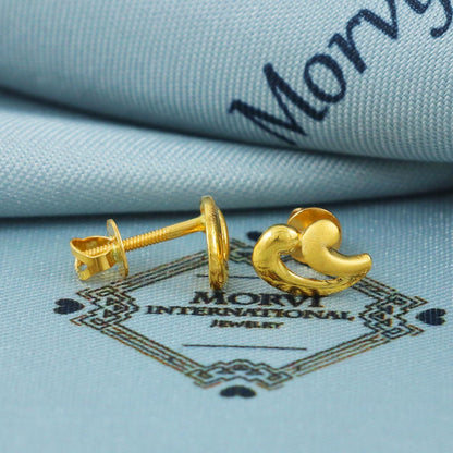 Solid 22k 22 karat gold stud earrings, handcrafted gold earrings small gold jewelry, MJ0026