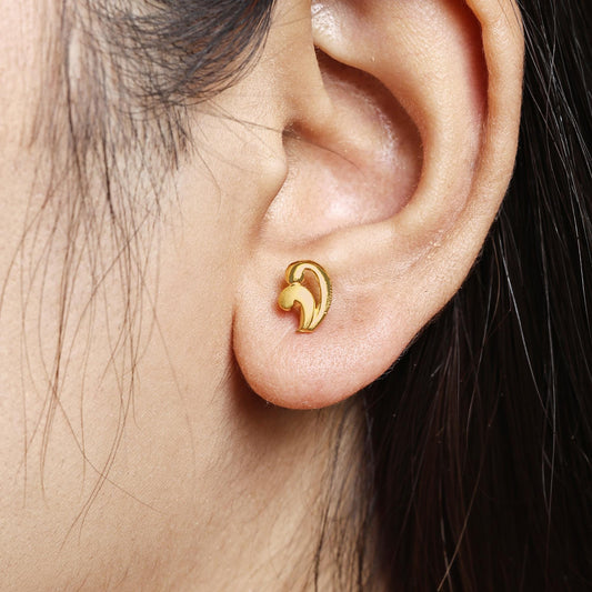 Solid 22k 22 karat gold stud earrings, handcrafted gold earrings small gold jewelry, MJ0026