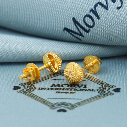 22k Gold Stud Earrings Round Indian Jewelry Exclusive Authentic BIS Hallmarked Stamped "22k916" Jewelry, MJ0027