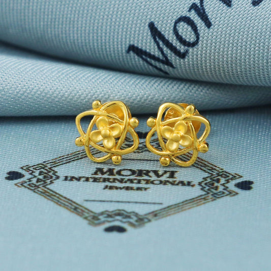 22k Gold Stud Earrings Dainty Indian Jewelry Exclusive Authentic BIS Hallmarked Stamped "22k916" Jewelry, MJ0028