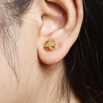 22k Gold Stud Earrings Dainty Indian Jewelry Exclusive Authentic BIS Hallmarked Stamped "22k916" Jewelry, MJ0028