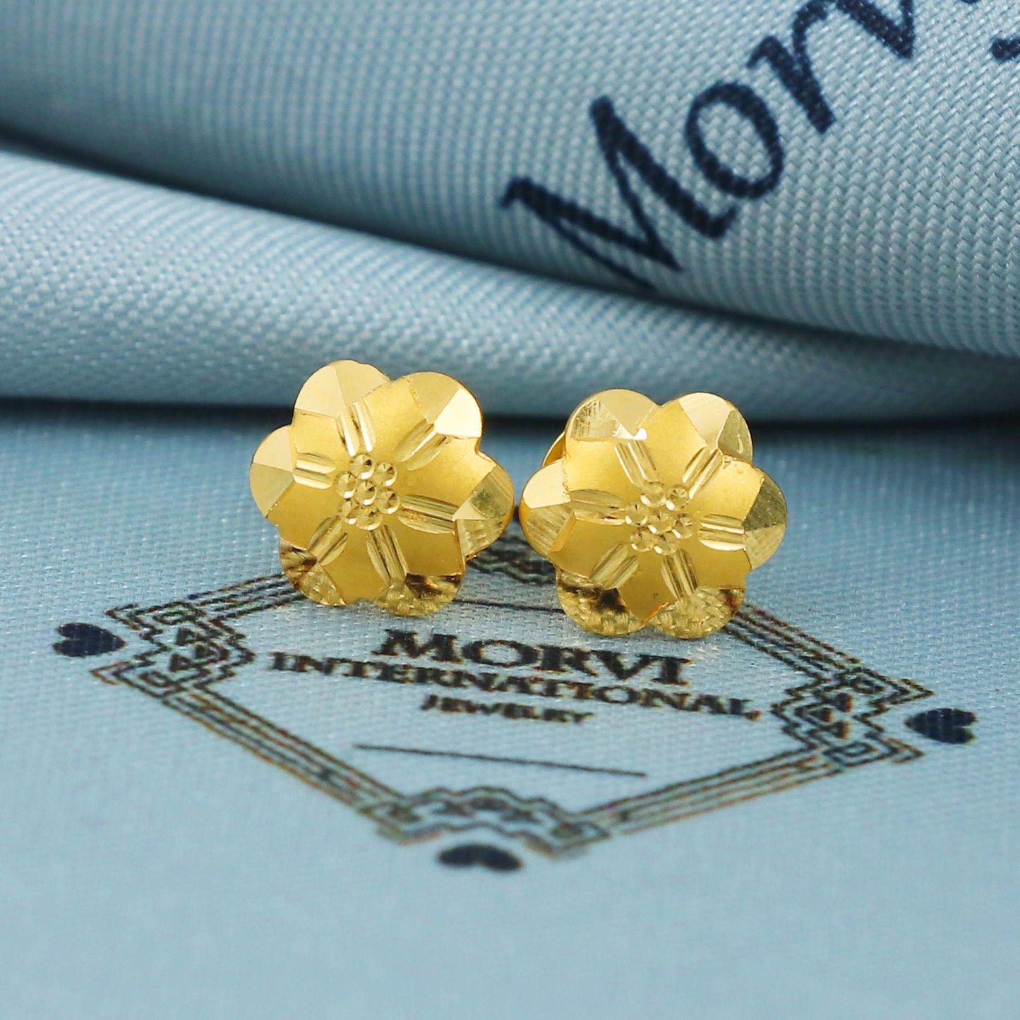 Small 22k Gold Earrings Stud Screw Back Tiny Real Gold Earrings, Hand carved engraved handmade work indian jewelry for daily everyday wear