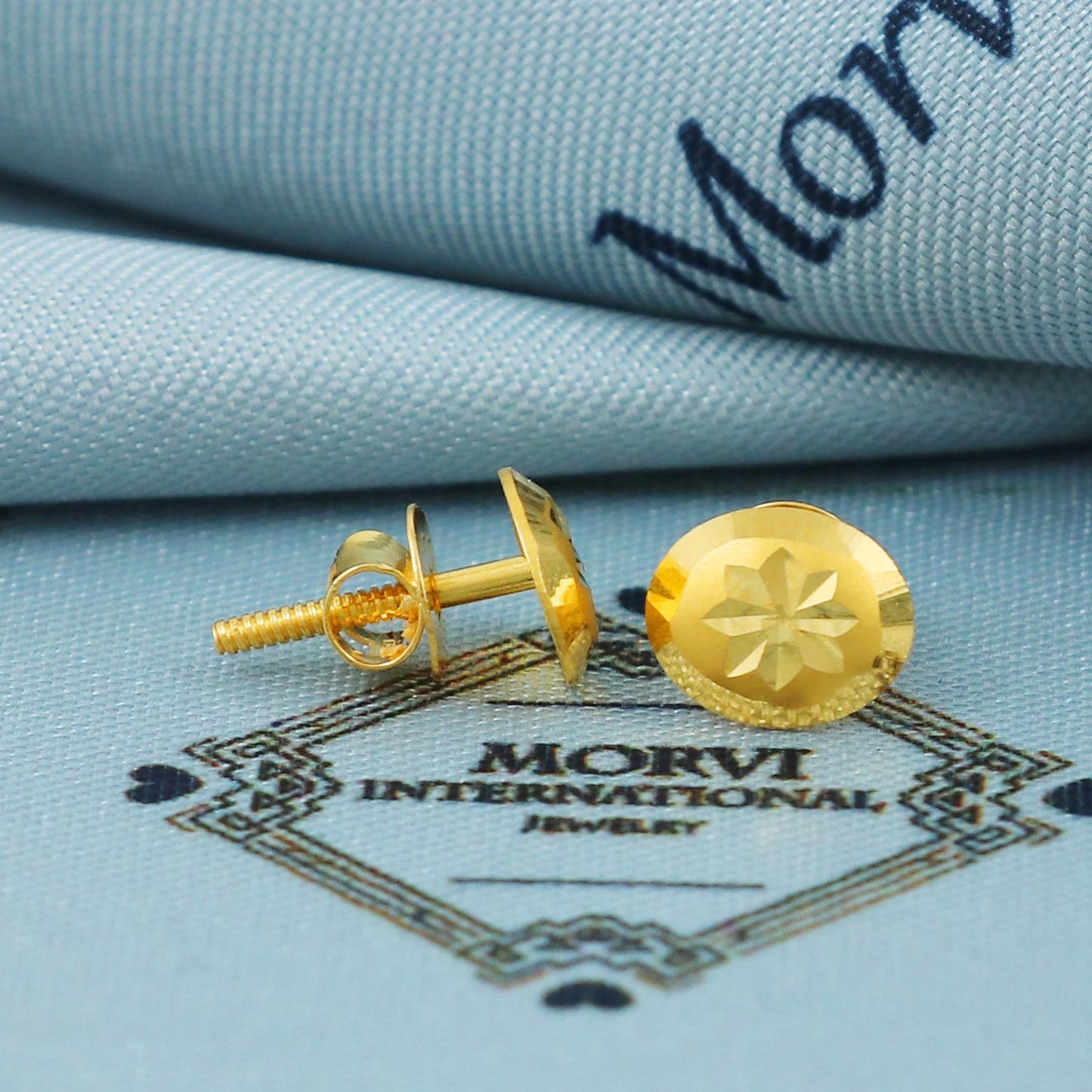22k Gold Stud Earrings Indian Jewelry Exclusive Authentic BIS Hallmarked Stamped "22k916" Jewelry, MJ0034