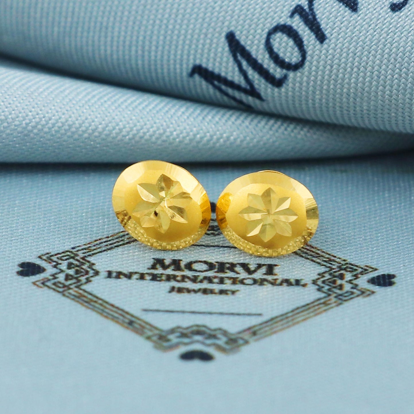22k Gold Stud Earrings Indian Jewelry Exclusive Authentic BIS Hallmarked Stamped "22k916" Jewelry, MJ0034