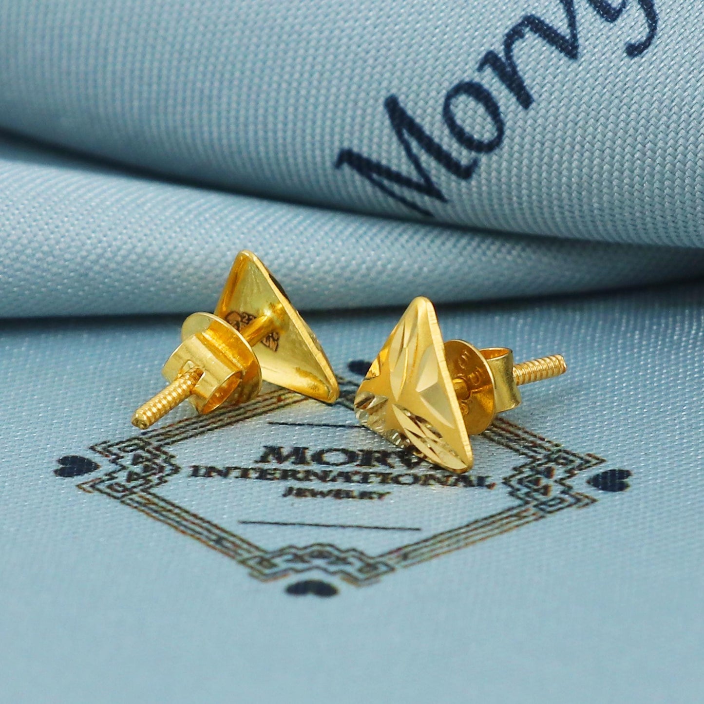 22k Gold Stud Earrings Dainty Indian Jewelry Exclusive Authentic BIS Hallmarked Stamped "22k916" Jewelry, MJ0036