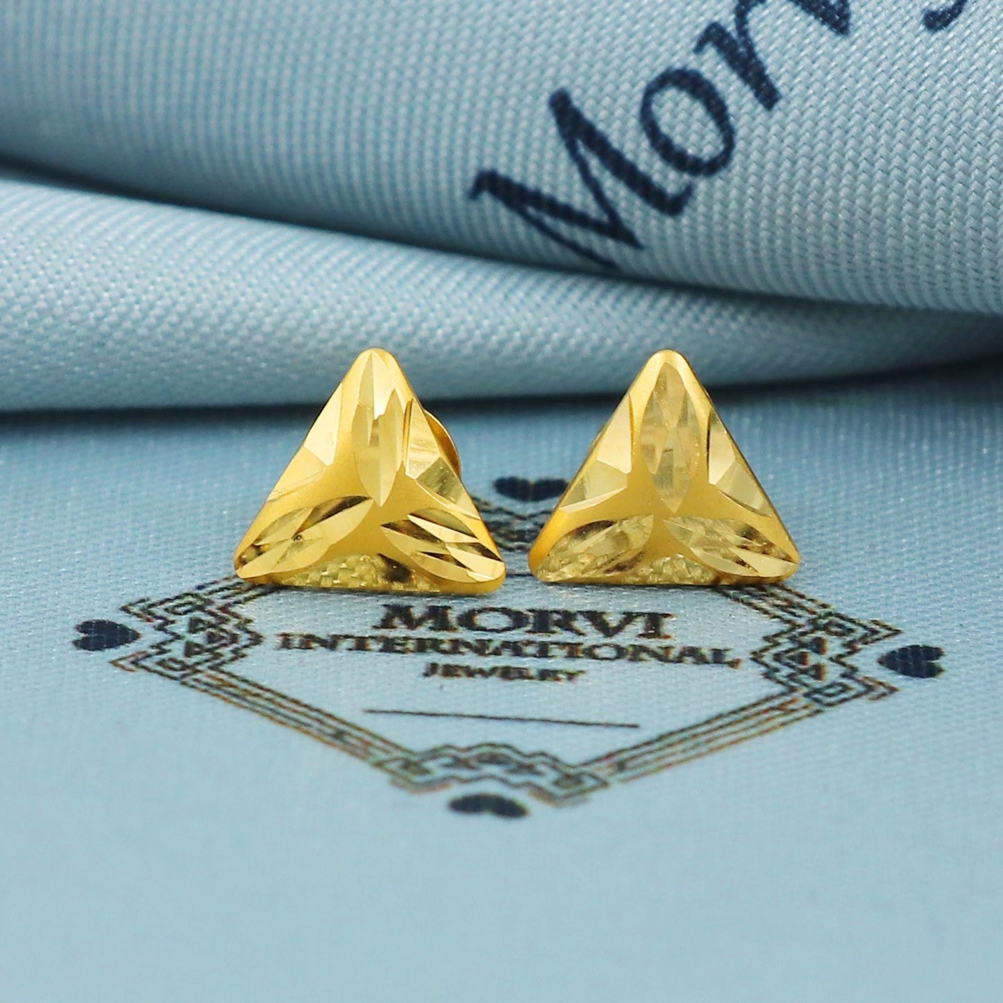 22k Gold Stud Earrings Dainty Indian Jewelry Exclusive Authentic BIS Hallmarked Stamped "22k916" Jewelry, MJ0036
