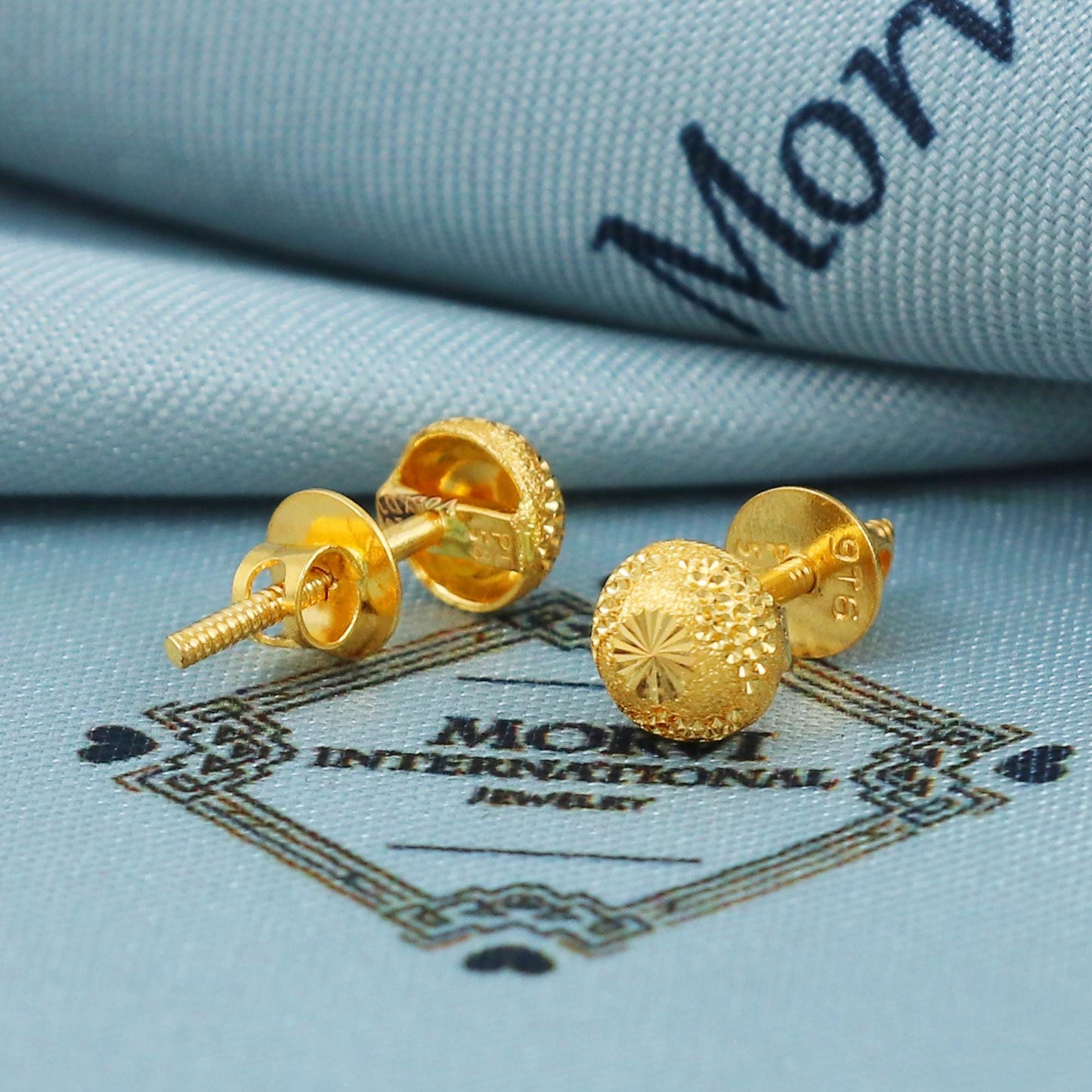 22k Gold Stud Earrings Dainty Indian Jewelry Exclusive Authentic BIS Hallmarked Stamped "22k916" Jewelry, MJ0040