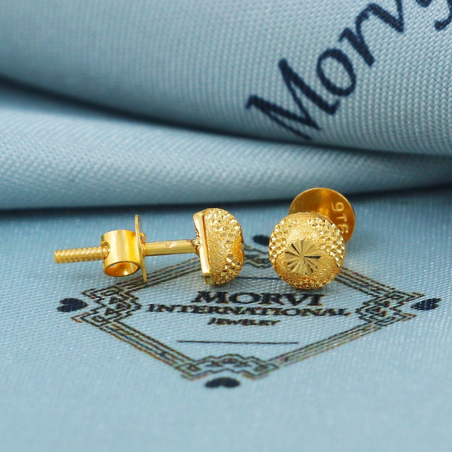 22k Gold Stud Earrings Dainty Indian Jewelry Exclusive Authentic BIS Hallmarked Stamped "22k916" Jewelry, MJ0040