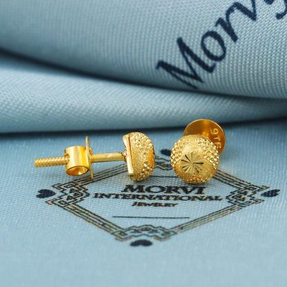 22k Gold Stud Earrings Dainty Indian Jewelry Exclusive Authentic BIS Hallmarked Stamped "22k916" Jewelry, MJ0040