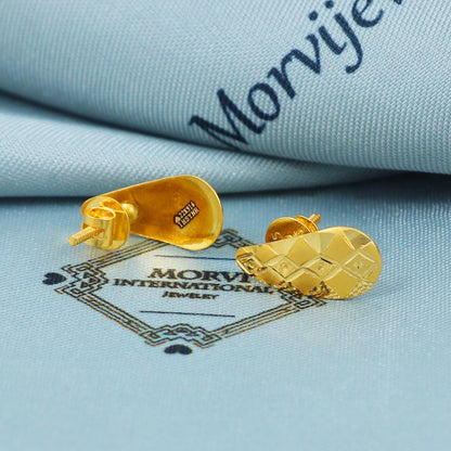22k Gold Earrings with gold screw Back 22kt Handmade Indian Jewelry, MJ0042