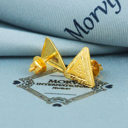 Engraved 22k Gold Stud Earrings Indian 22kt Jewelry Exclusive Authentic BIS Hallmarked Stamped "22k916" Jewelry, MJ0047