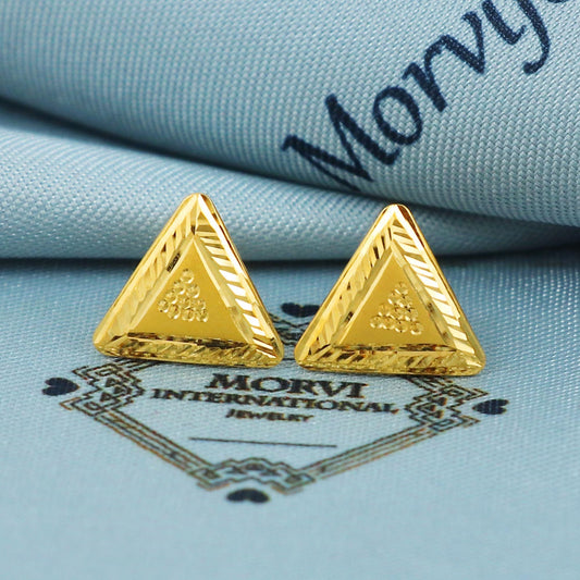 Engraved 22k Gold Stud Earrings Indian 22kt Jewelry Exclusive Authentic BIS Hallmarked Stamped "22k916" Jewelry, MJ0047