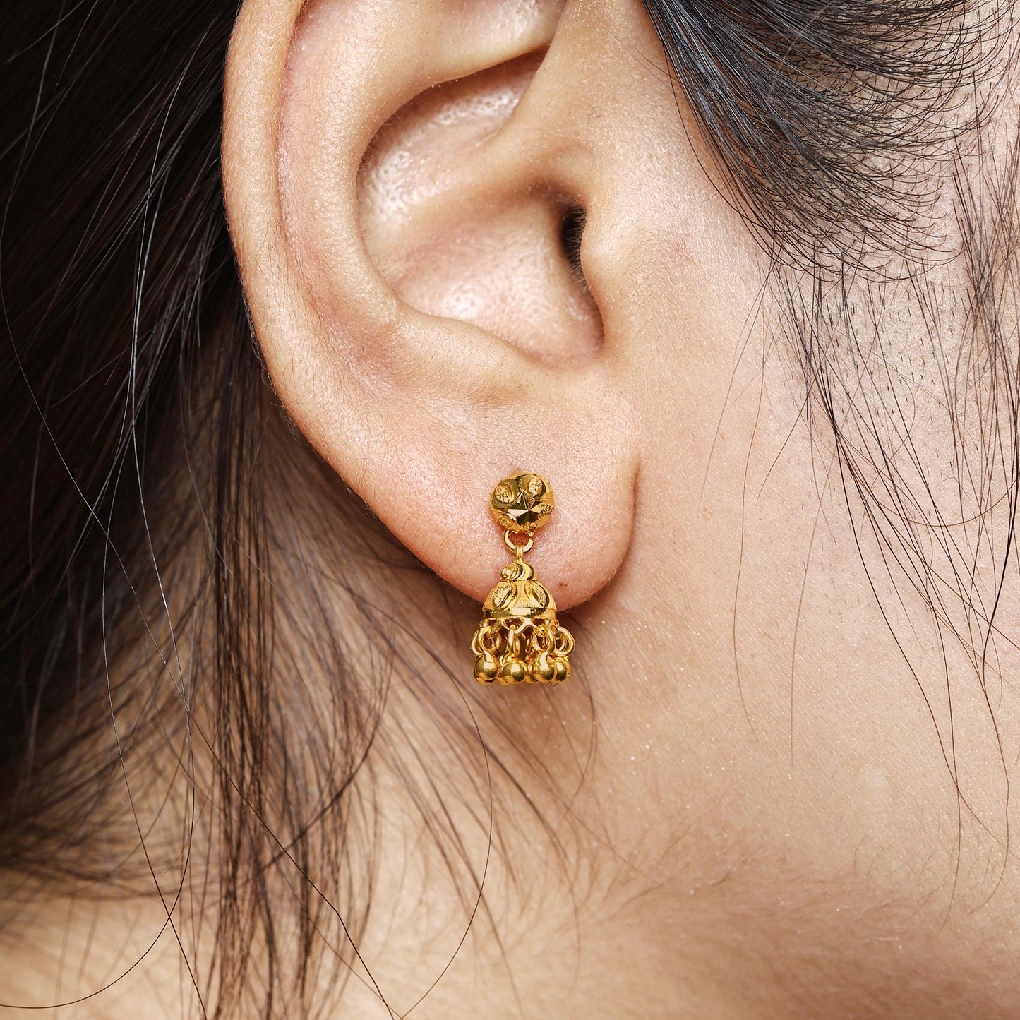 22k Gold Dangle Earrings jhumka Indian 22kt Jewelry Exclusive Authentic BIS Hallmarked Stamped "22k916" Jewelry, MJ0051