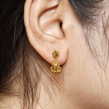 22k Gold Dangle Earrings jhumka Indian 22kt Jewelry Exclusive Authentic BIS Hallmarked Stamped "22k916" Jewelry, MJ0051