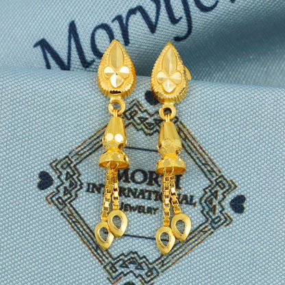 22k Gold Dangle Earrings Dainty Indian 22kt Jewelry Exclusive Authentic BIS Hallmarked Stamped "22k916" Jewelry, MJ0052