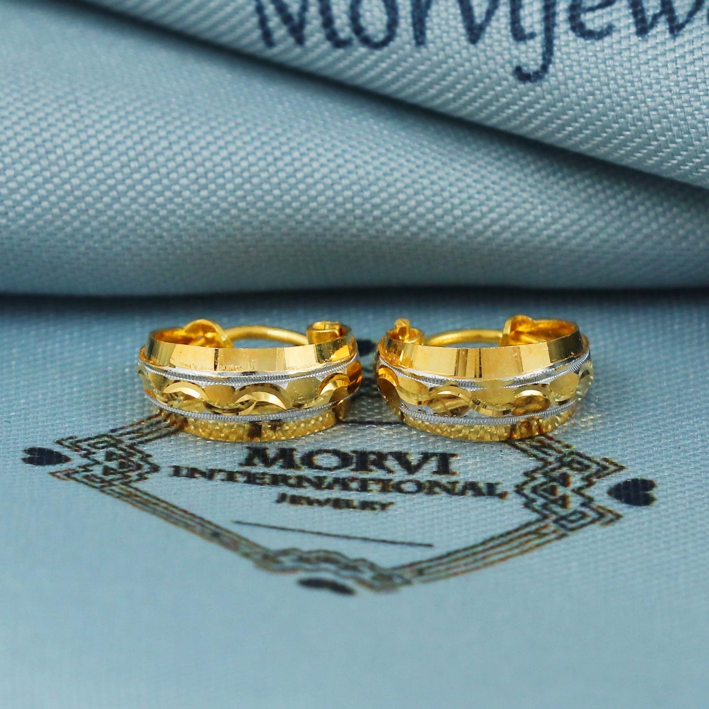 22k Gold Hoop Earrings Dainty Indian 22kt Jewelry Exclusive Authentic BIS Hallmarked Stamped "22k916" Jewelry, MJ0056
