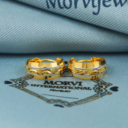 22k Gold Hoop Earrings Dainty Indian 22kt Jewelry Exclusive Authentic BIS Hallmarked Stamped "22k916" Jewelry, MJ0056