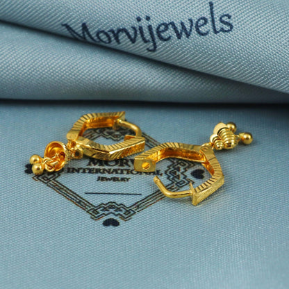 22k Gold Hoop Earrings Dainty Indian 22kt Jewelry Exclusive Authentic BIS Hallmarked Stamped "22k916" Jewelry, MJ0060