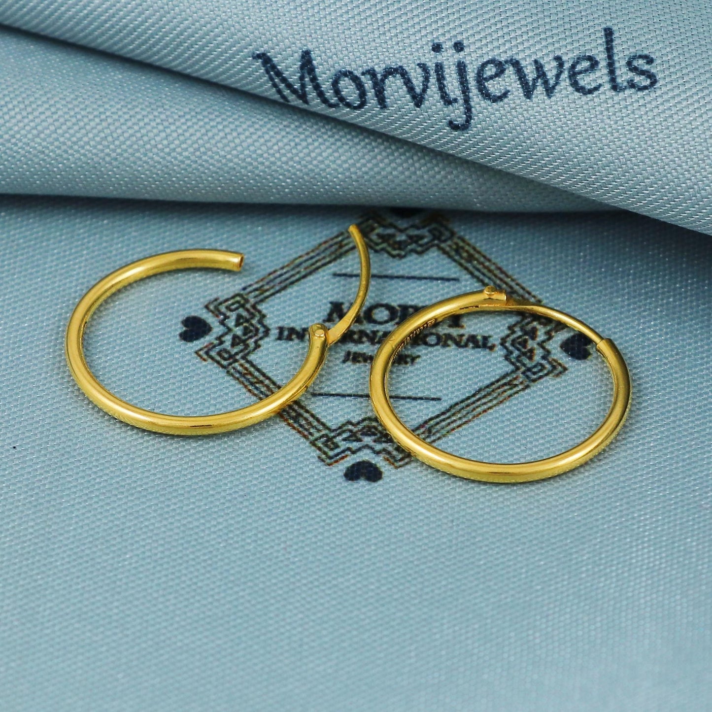 22k Gold Hoop Earrings Dainty Indian 22kt Jewelry Exclusive Authentic BIS Hallmarked Stamped "22k916" Jewelry, MJ0065