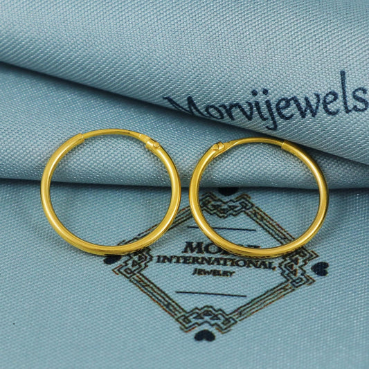 22k Gold Hoop Earrings Dainty Indian 22kt Jewelry Exclusive Authentic BIS Hallmarked Stamped "22k916" Jewelry, MJ0065