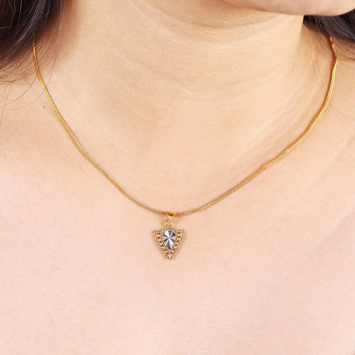 Solid 22k Gold Pendant Two Tone Indian 22kt Jewelry Exclusive Authentic BIS Hallmarked Stamped "22k916" Jewelry, MJ0068