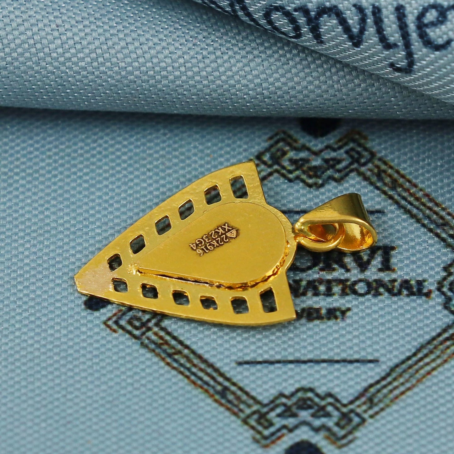 Solid 22k Gold Pendant Two Tone Indian 22kt Jewelry Exclusive Authentic BIS Hallmarked Stamped "22k916" Jewelry, MJ0068